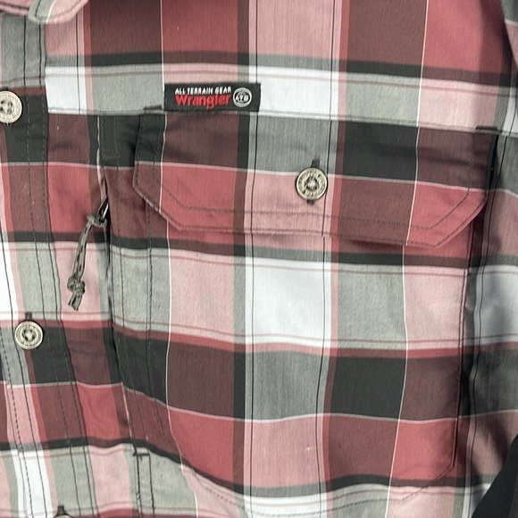 Wrangler maroon plaid All Terrain Gear ATG button up long sleeve shirt men's XXL - Picture 7 of 15